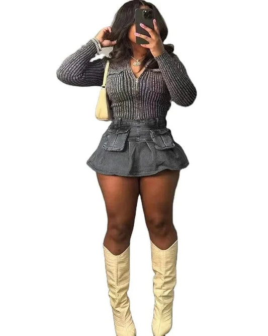 Fashion new trendy 2024 ruffle style slim little girls sexy sissy ultra short mini skirts