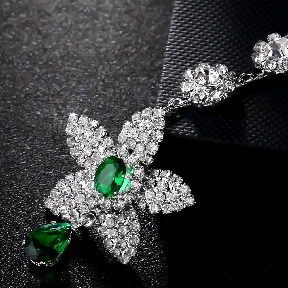 Fashion Pendant Star Green Rhinestone Hair Pin Jewelry For Women Wedding Bridal Crystal Forehead Chain Headpiece Accessories