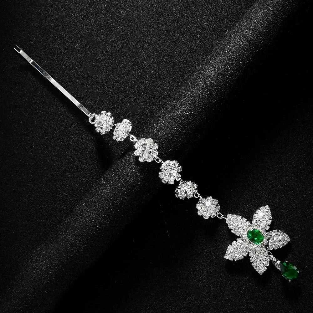 Fashion Pendant Star Green Rhinestone Hair Pin Jewelry For Women Wedding Bridal Crystal Forehead Chain Headpiece Accessories