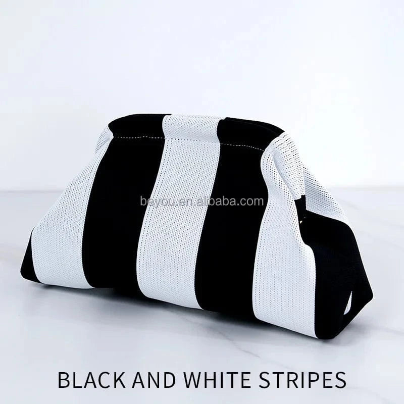 Fashion Pink Green Striped Clutch Bag Women's Everyday Purse Environmentally Friendly  Portable Daily Makeup Bag
