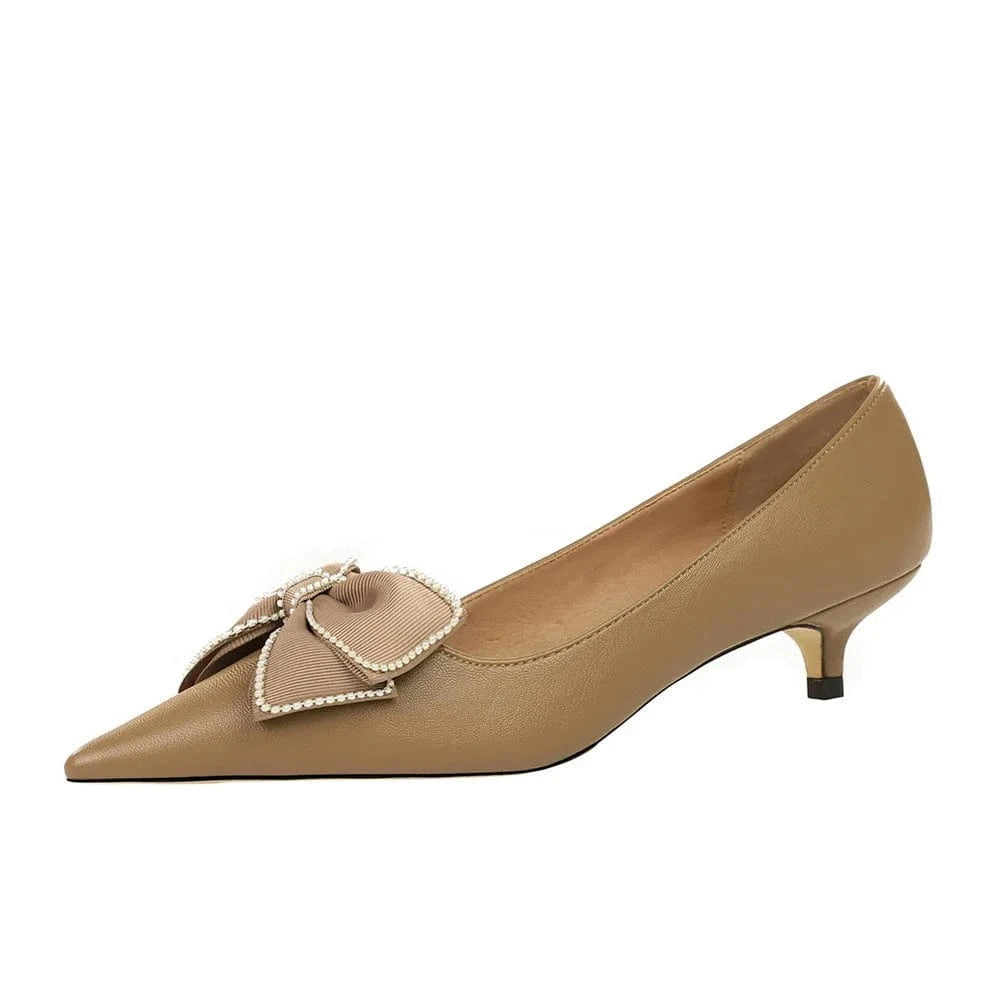 Fashion Point Toe Bowknot Women Low Heels Stilettos Outside Office Ladies Dress Shoes Spring Summer Sandals Female