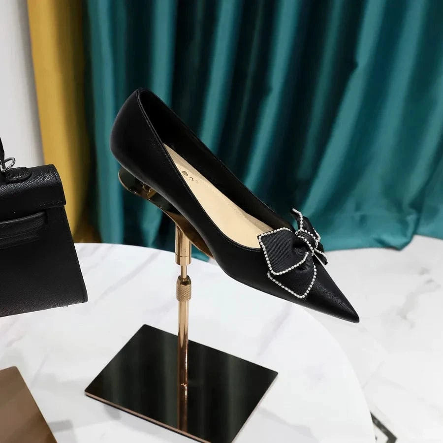 Fashion Point Toe Bowknot Women Low Heels Stilettos Outside Office Ladies Dress Shoes Spring Summer Sandals Female
