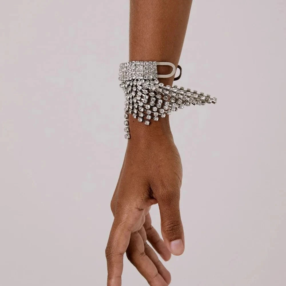 Fashion Rhinestone Tassel Bracelet Bangles Women Summer Beach Crystal Bracelets Bling Hand Chain Jewelry Decoration Wholesale