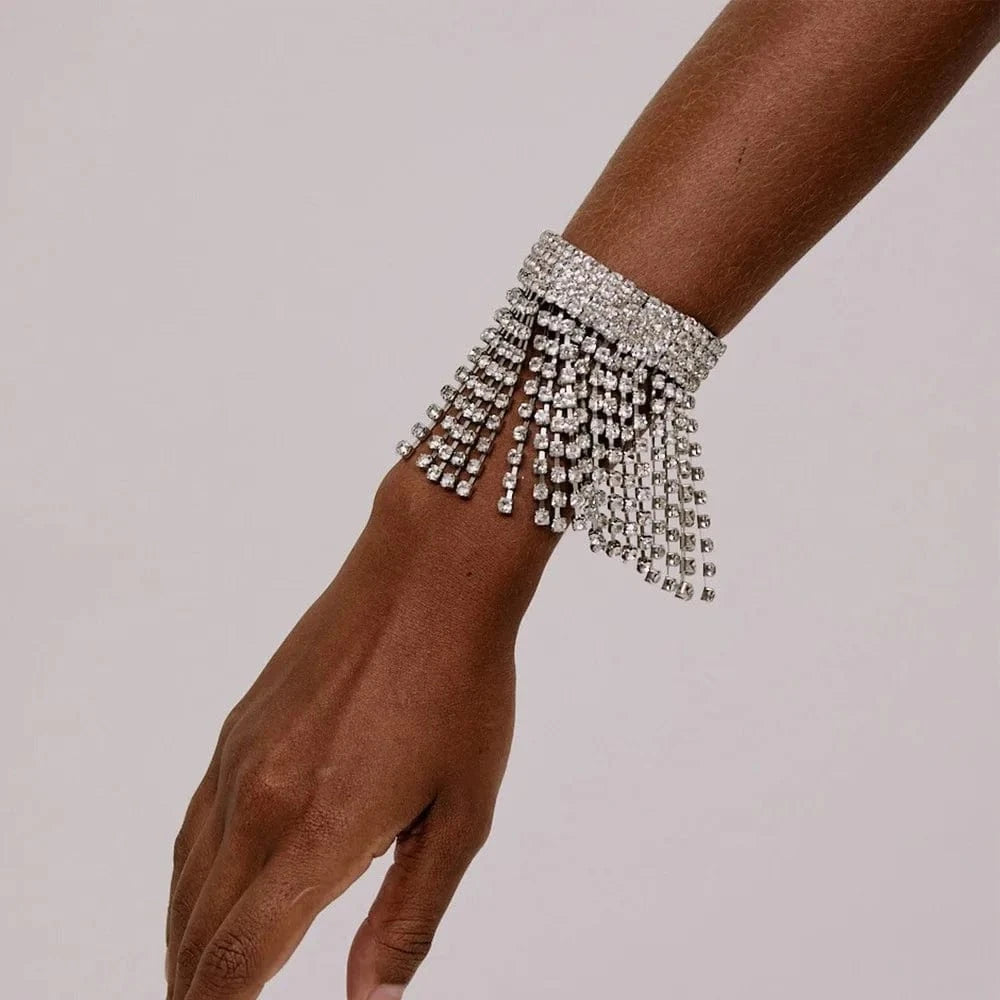 Fashion Rhinestone Tassel Bracelet Bangles Women Summer Beach Crystal Bracelets Bling Hand Chain Jewelry Decoration Wholesale