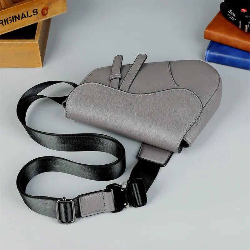Fashion Saddle Shoulder Bag High Quality Leather Texture Simple Versatile Solid Color Messenger Bag Chest Bag Men's Shoulder Bag - SN Wigs & More