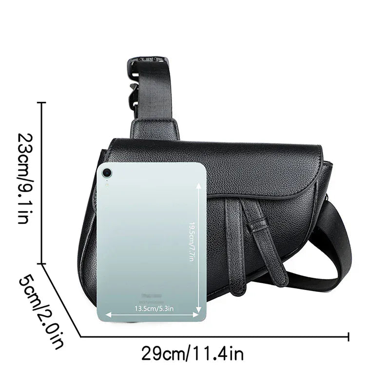 Fashion Saddle Shoulder Bag High Quality Leather Texture Simple Versatile Solid Color Messenger Bag Chest Bag Men's Shoulder Bag - SN Wigs & More