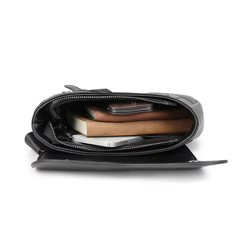 Fashion Saddle Shoulder Bag High Quality Leather Texture Simple Versatile Solid Color Messenger Bag Chest Bag Men's Shoulder Bag - SN Wigs & More