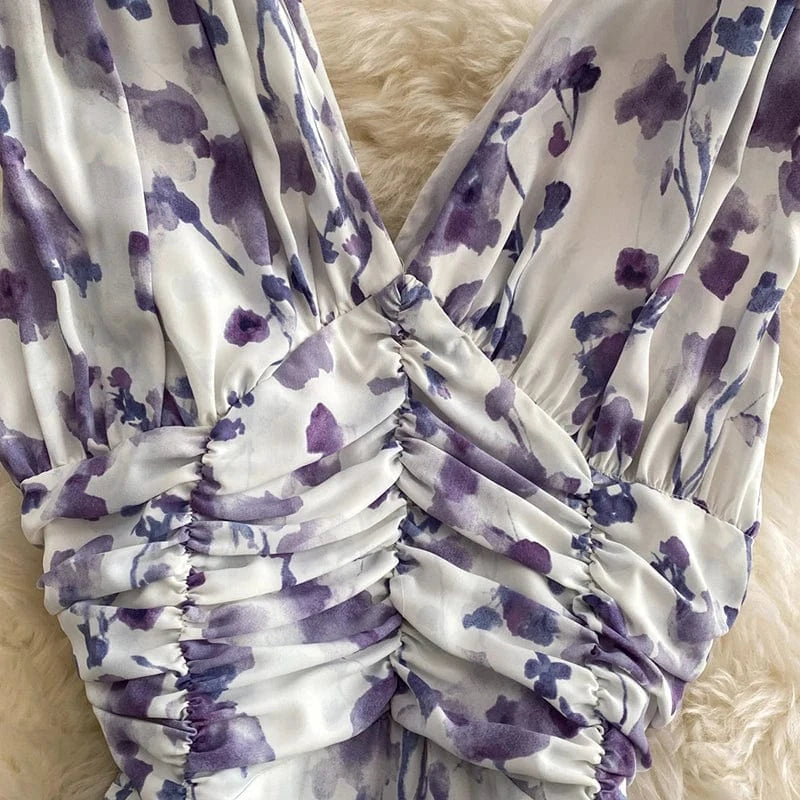 Fashion Sexy Temperament Women's Dress Summer Casual Retro Backless 2024 Hepburn Big Hem Korean V-neck A-line Long Dresses Khaki