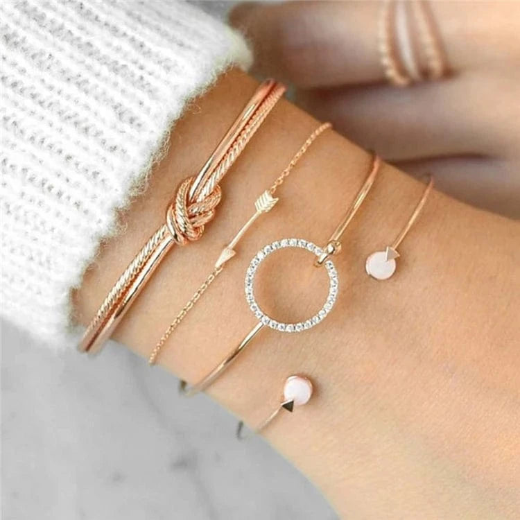 Fashion Shell Star Map Lotus Pineapple Heart Natural Stone Beads Chain Bracelet Set For Women Boho Jewelry Wholesales Price
