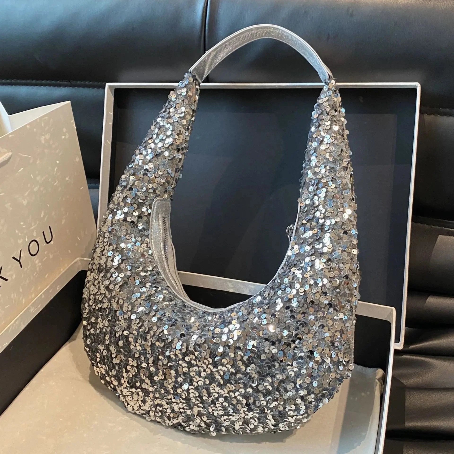 Fashion Shiny Silver Sequins Evening Clutch Bag Luxury Designer Women's Shoulder Hobo Bag Wedding Dance Dinner Banquet Bag 2024
