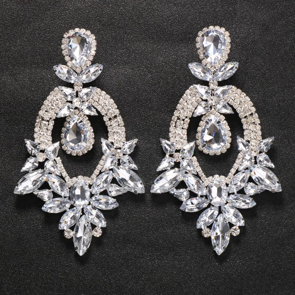 fashion / show as picture / silver StoneFans Exaggerated Larger Dangle Drop Earrings Geometric Rhinestone Stud Earrings Fashion Jewelry Earring