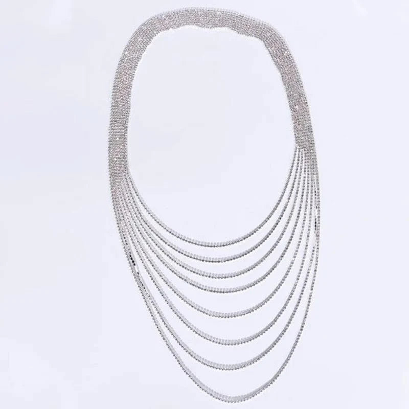 fashion / silver Multilayer Back Chain Summer Party Rhinestone Sexy Body Chain Sexy Accessories Fine Jewelry for Women