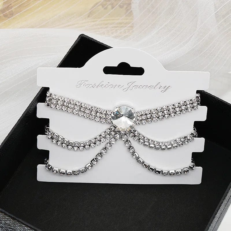 Fashion / silver New Multi Layer Rhinestone Ankle Chain Trendy Crystal Tassel Anklet Foot Jewelry High Heel Jewelry Accessories