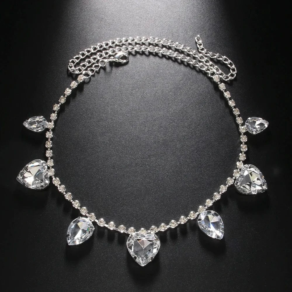 fashion / silver Wholesale Heart Rhinestone Necklace Choker Fashionable Women Elegant Latest Model Fashion Necklace Jewelry