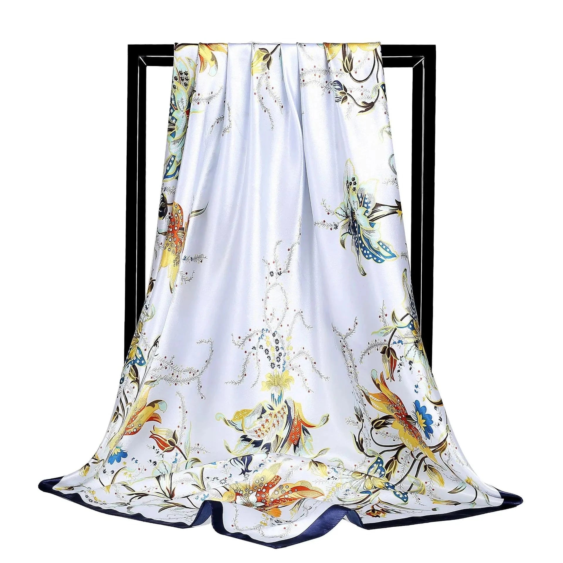 Fashion simple garden style floral flower professional women's square scarf imitation silk scarf scarf gift