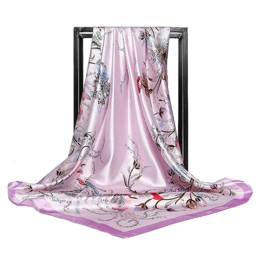 Fashion simple garden style floral flower professional women's square scarf imitation silk scarf scarf gift