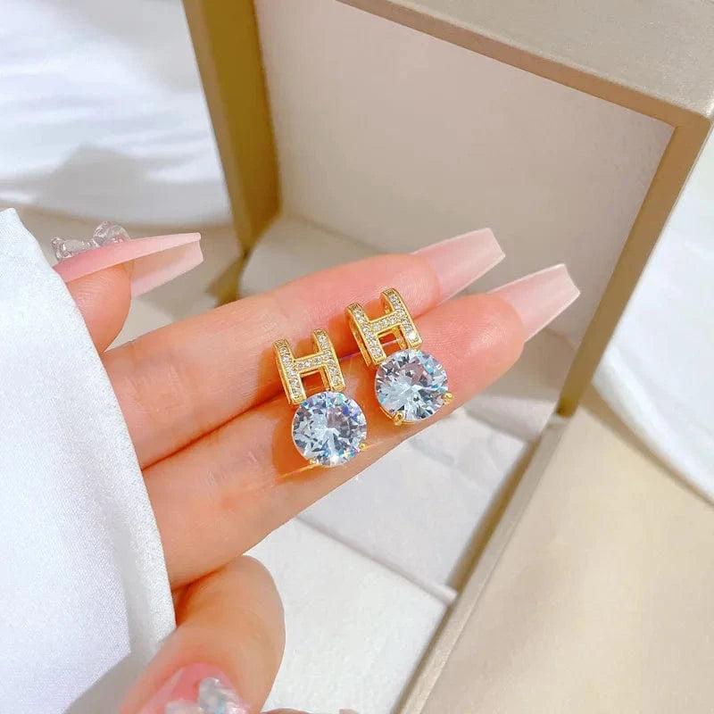 Fashion Simple H Jewelry Set Fine Jewelry Diamonds Halo Classic Alphabet zircon  Wedding Jewelry Sets