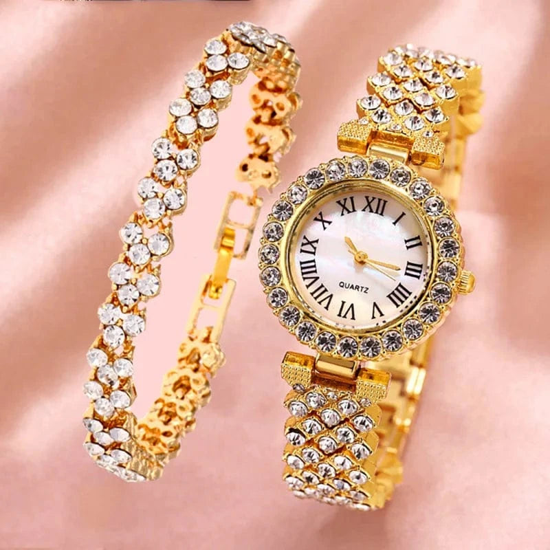 Fashion Simple Ladies Bracelet Watch Gift Set Luxury Diamond Quartz Watch Women Relojes De Mujer