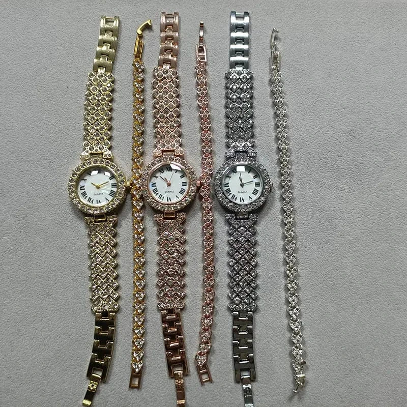 Fashion Simple Ladies Bracelet Watch Gift Set Luxury Diamond Quartz Watch Women Relojes De Mujer