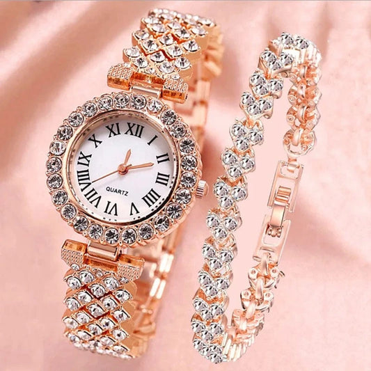 Fashion Simple Ladies Bracelet Watch Gift Set Luxury Diamond Quartz Watch Women Relojes De Mujer