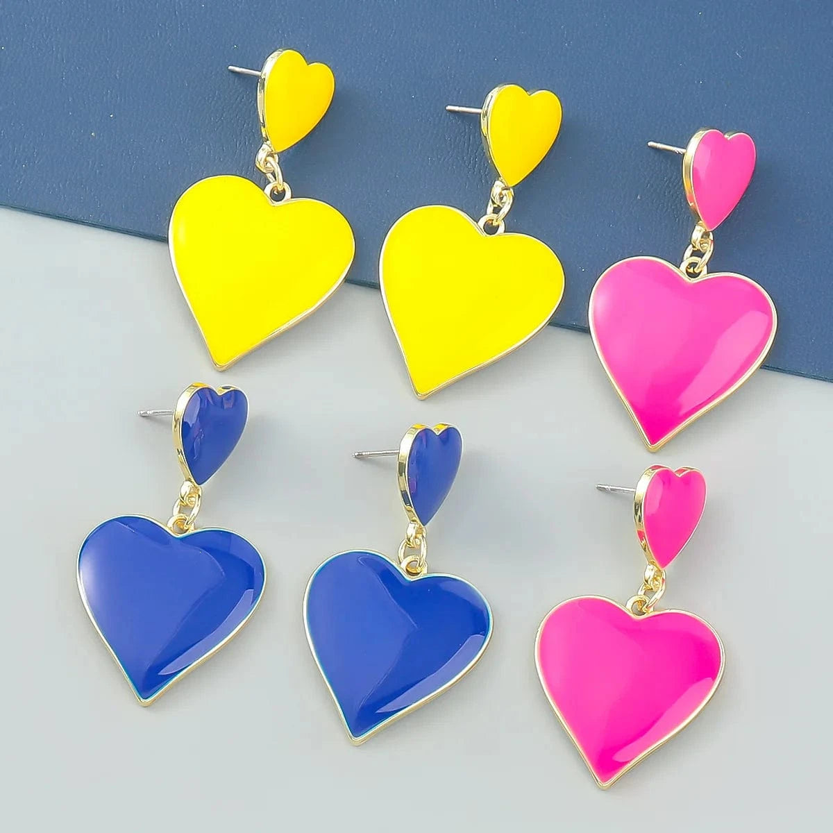 fashion Simple personality  earrings love shape heart shaped hoop earring oil dropping earrings women luxury