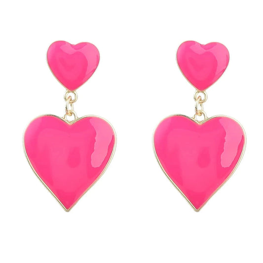 fashion Simple personality  earrings love shape heart shaped hoop earring oil dropping earrings women luxury