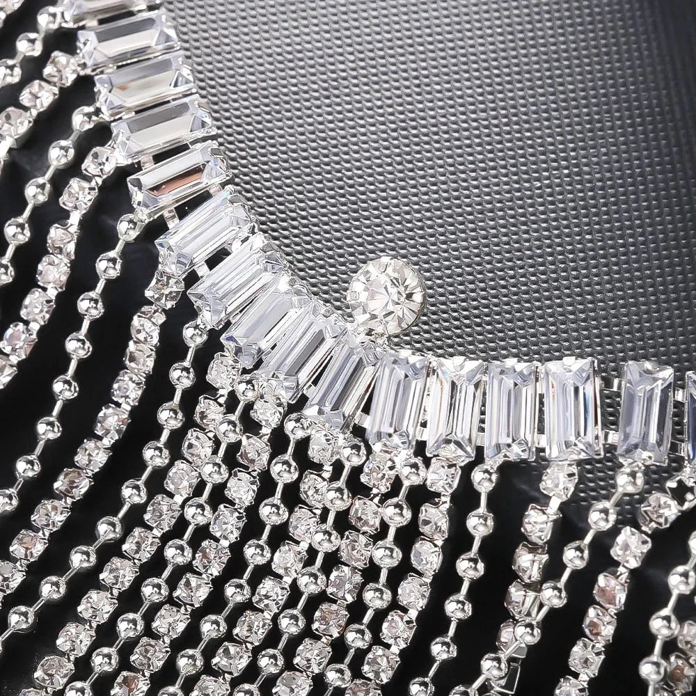 Fashion Simple Silver And Gold Plated Tassel Rhinestone Bra Chain Jewelry For Women Girls Sexy Nightclub Body Chain Wholesale