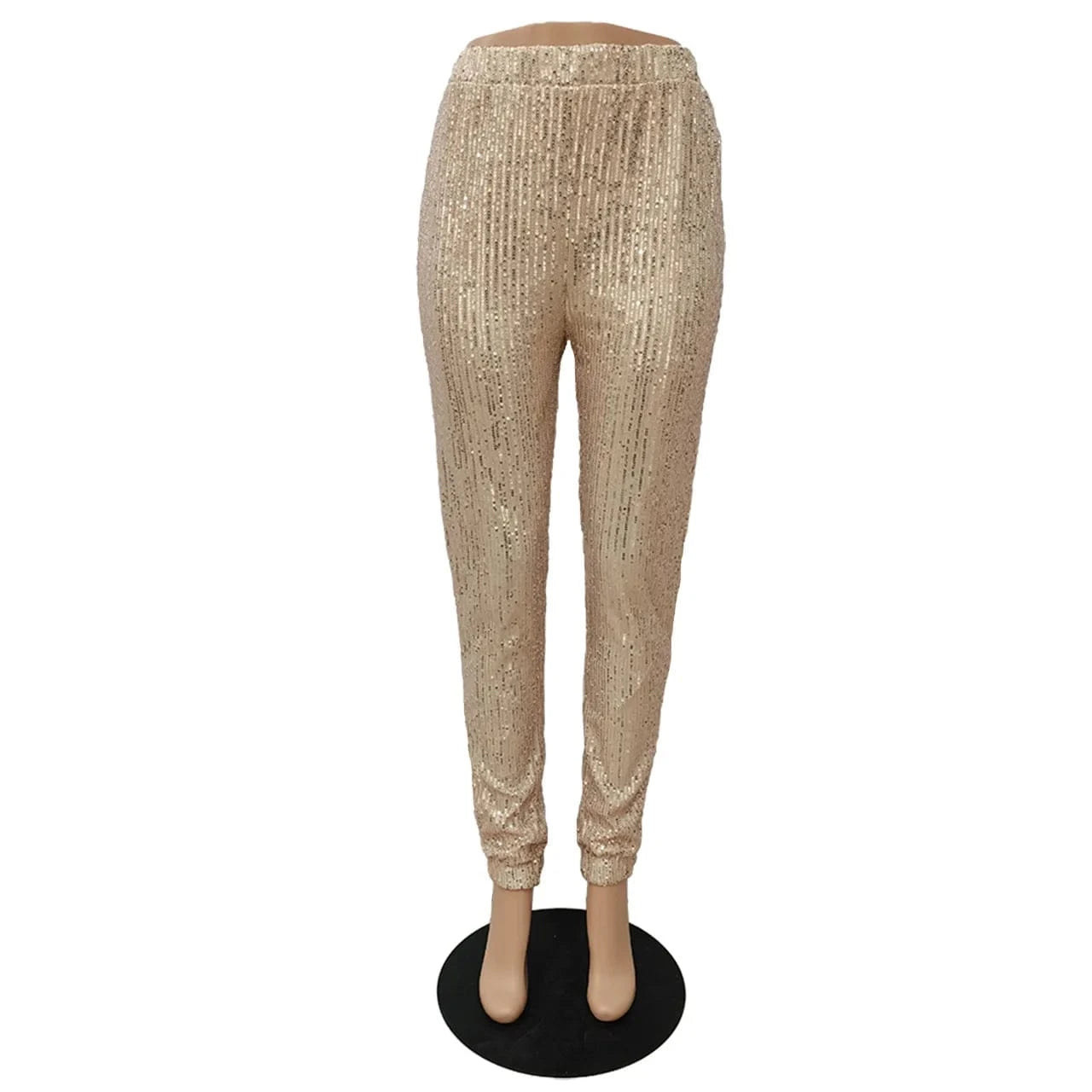 Fashion Streetwear Sequin Trousers 2023 Spring Elastic Pencil Pants Clubwear Glitter Tight Casual Long Women Jogging Pants