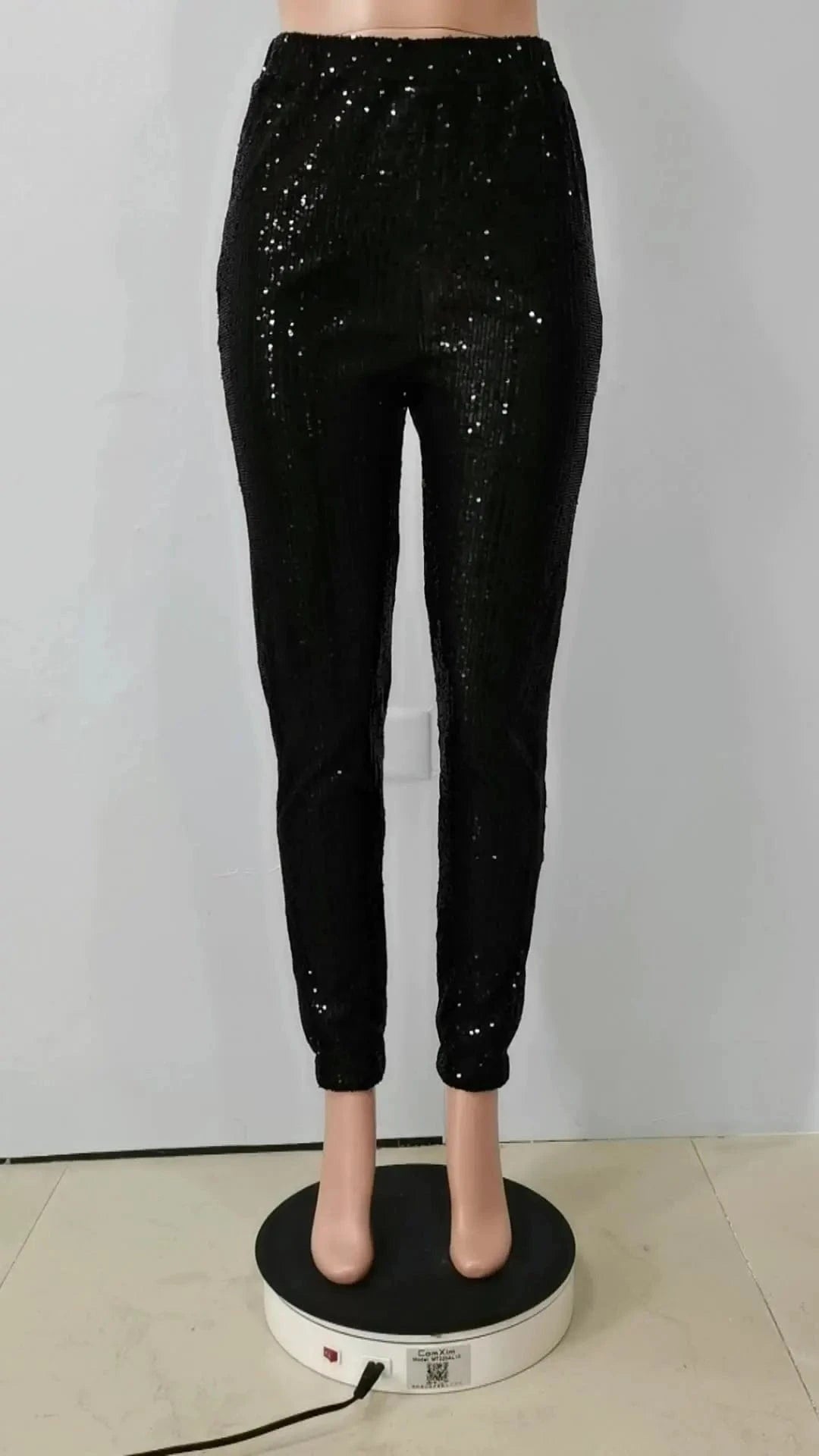 Fashion Streetwear Sequin Trousers 2023 Spring Elastic Pencil Pants Clubwear Glitter Tight Casual Long Women Jogging Pants