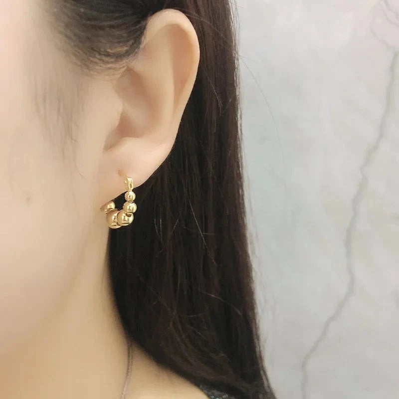 Fashion Summer Jewelry 925 Sterling Silver Small Big Glossy Round Ball Hoop Earrings For Women Gifts