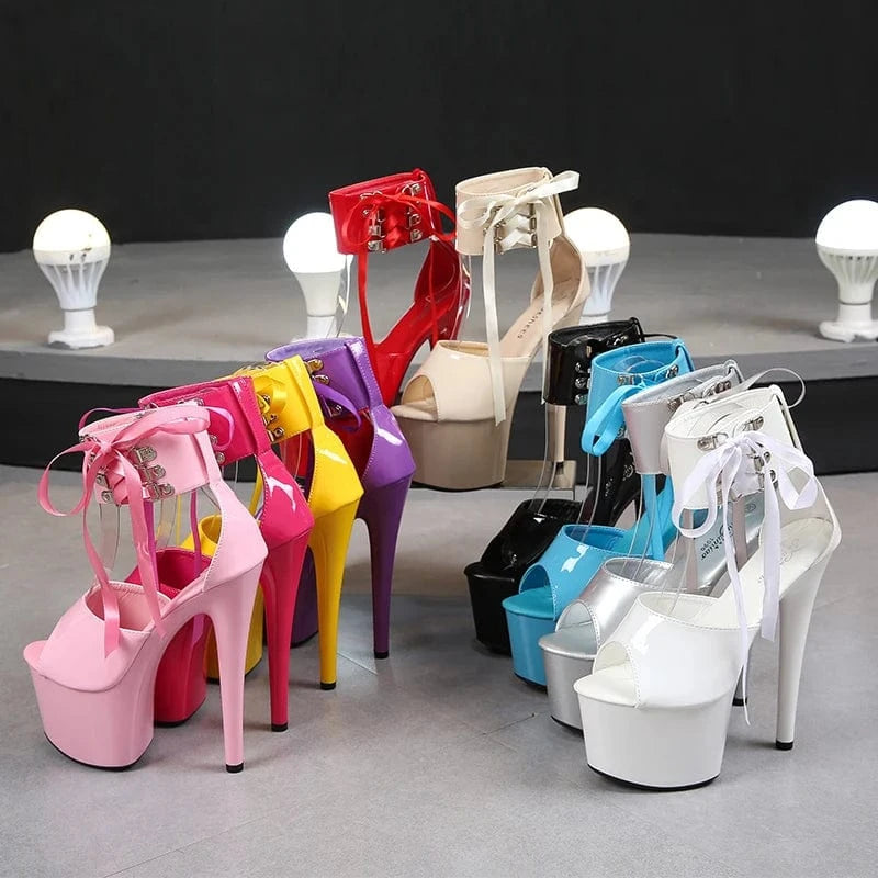 Fashion trendy women shoes 17 cm stilettos platform sandals strippers heels sexy ladies pole dance high heels sandals