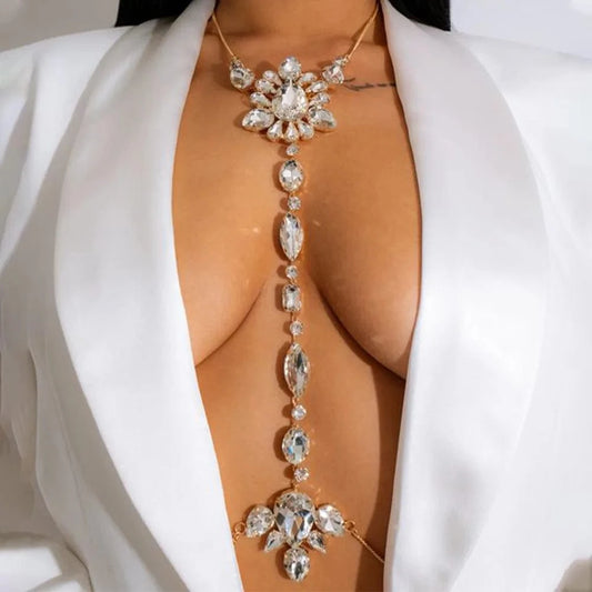 Fashion Water Drop Chest Chain Bra Necklace Summer Bikini New Geometric Waist Chain Women Sexy Body Jewelry