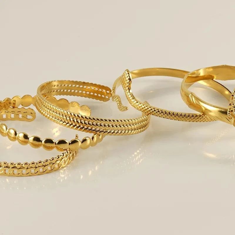 Fashion Waterproof 18k Gold Plated Stainless Steel  No Tarnish  Bracelet Best Sale Adjustable Bangles Sets Jewelry