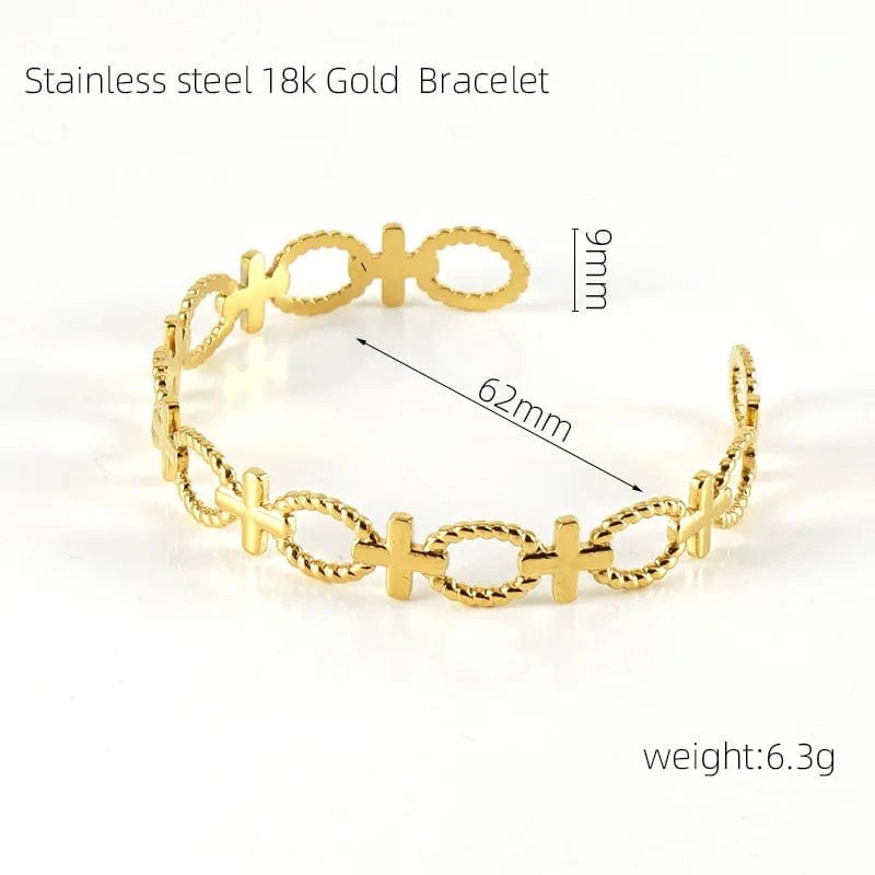 Fashion Waterproof 18k Gold Plated Stainless Steel  No Tarnish  Bracelet Best Sale Adjustable Bangles Sets Jewelry