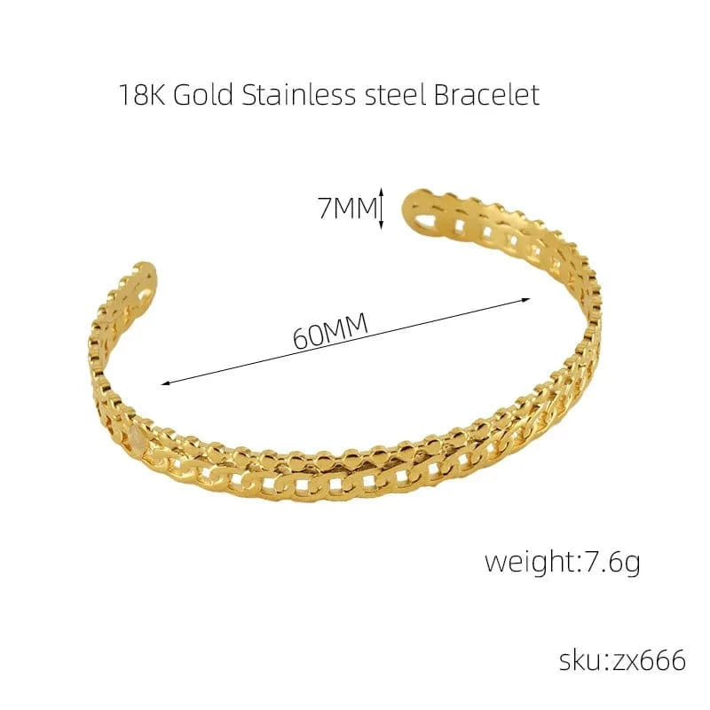 Fashion Waterproof 18k Gold Plated Stainless Steel  No Tarnish  Bracelet Best Sale Adjustable Bangles Sets Jewelry