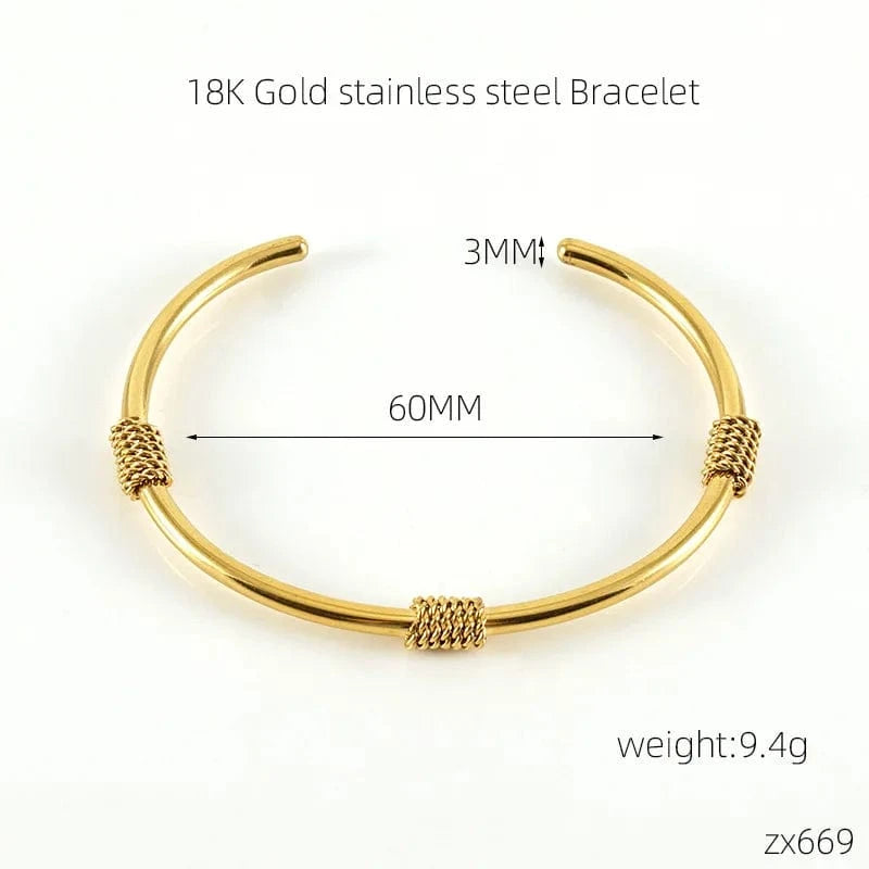 Fashion Waterproof 18k Gold Plated Stainless Steel  No Tarnish  Bracelet Best Sale Adjustable Bangles Sets Jewelry