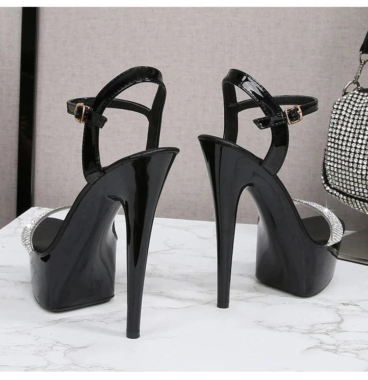 Fashion Women Heel Shoes 13 CM Transparent Platform Strappy Sandals Ladies Multi-colors Stilettos Sandals Women
