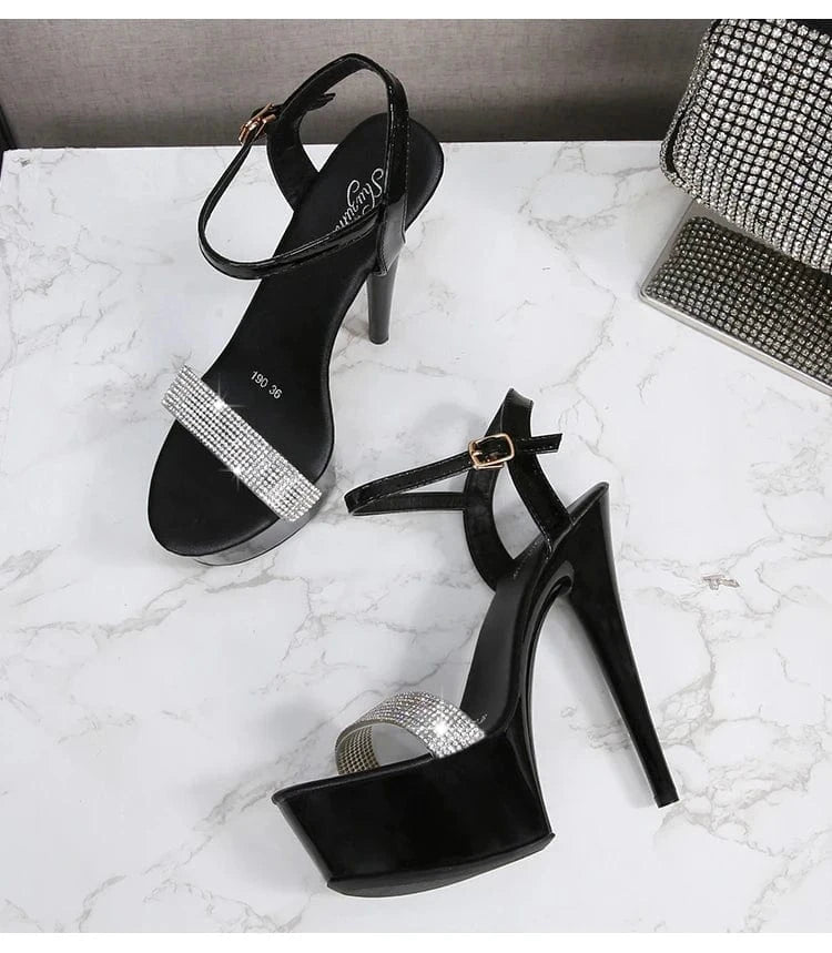 Fashion Women Heel Shoes 13 CM Transparent Platform Strappy Sandals Ladies Multi-colors Stilettos Sandals Women