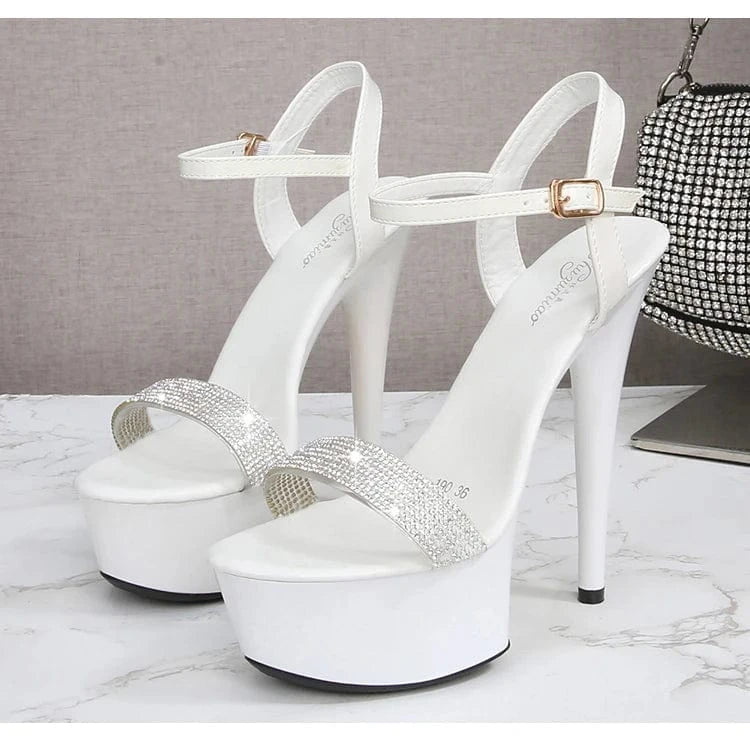 Fashion Women Heel Shoes 13 CM Transparent Platform Strappy Sandals Ladies Multi-colors Stilettos Sandals Women