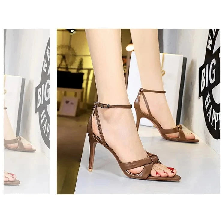 Fashion Women Heel Shoes Summer Girls Stilettos Thin Heel Ankle Strap Sandals Ladies Pointed-toe High Heels Sandals