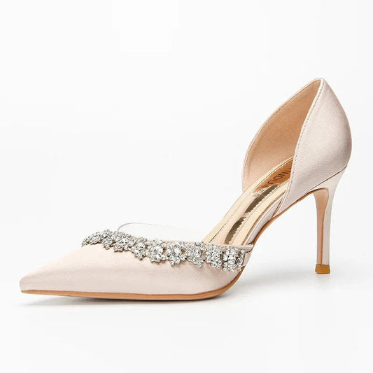 Fashion Women Pointed-toe Rhinestone Sandal Pumps Female Wedding Banquet Dress High Heel Stiletto