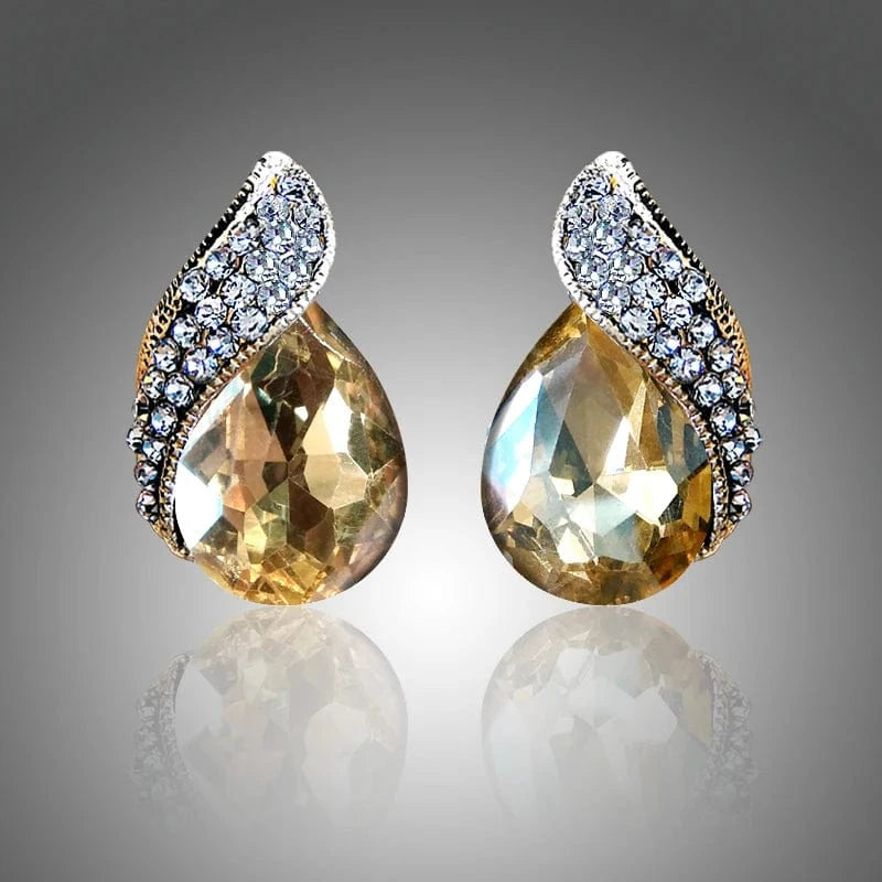 Fashion Women's Teardrop Clip on Earrings Non Piercing Rhinestone Crystal Charm Jewelry Ear Clip Wholesale