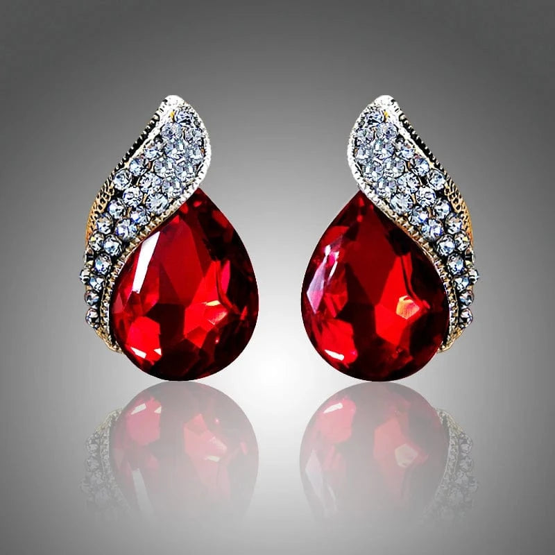Fashion Women's Teardrop Clip on Earrings Non Piercing Rhinestone Crystal Charm Jewelry Ear Clip Wholesale
