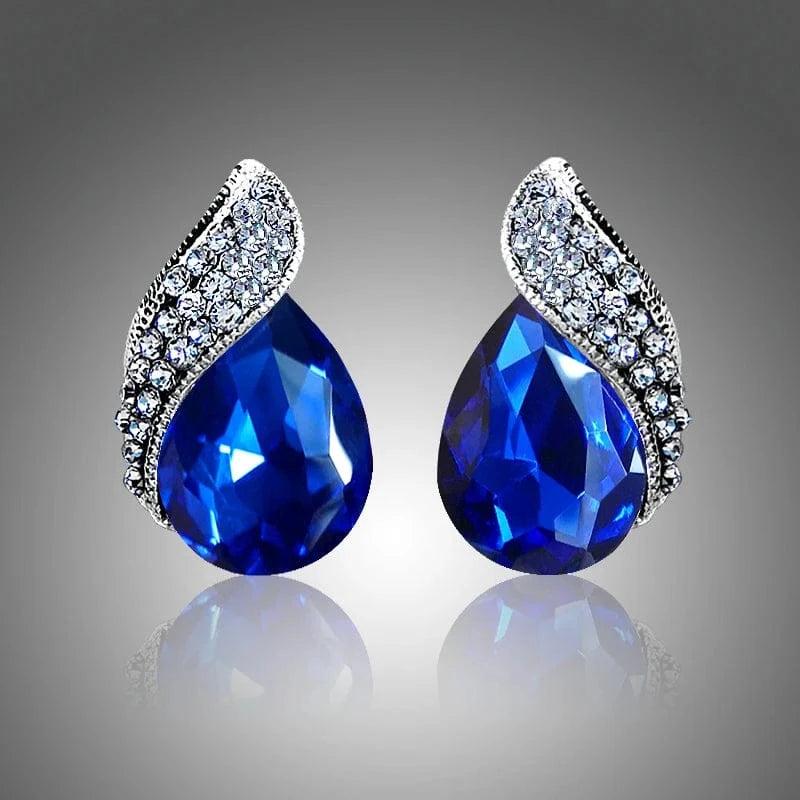 Fashion Women's Teardrop Clip on Earrings Non Piercing Rhinestone Crystal Charm Jewelry Ear Clip Wholesale