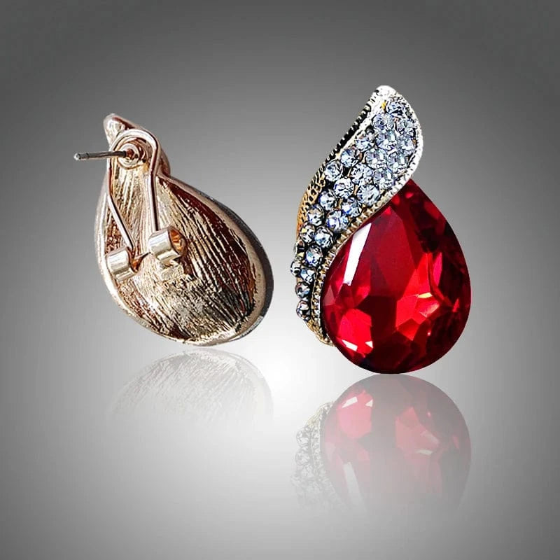 Fashion Women's Teardrop Clip on Earrings Non Piercing Rhinestone Crystal Charm Jewelry Ear Clip Wholesale