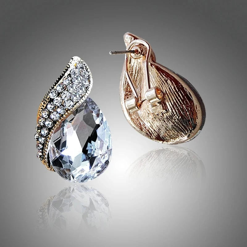 Fashion Women's Teardrop Clip on Earrings Non Piercing Rhinestone Crystal Charm Jewelry Ear Clip Wholesale