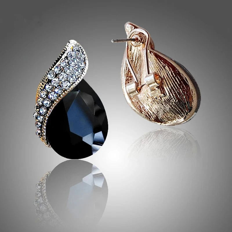 Fashion Women's Teardrop Clip on Earrings Non Piercing Rhinestone Crystal Charm Jewelry Ear Clip Wholesale