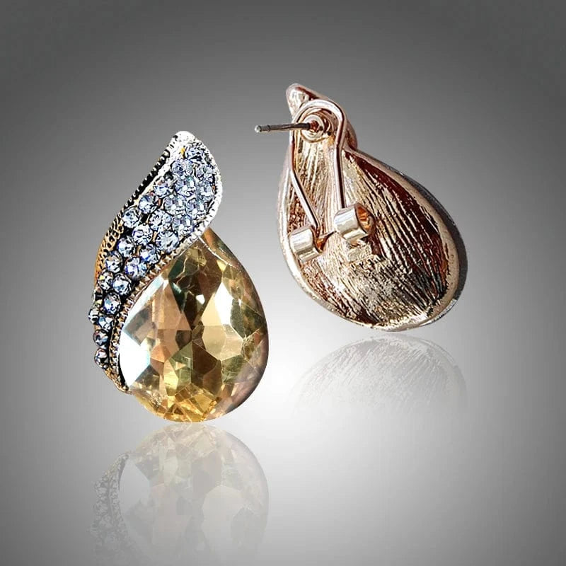 Fashion Women's Teardrop Clip on Earrings Non Piercing Rhinestone Crystal Charm Jewelry Ear Clip Wholesale