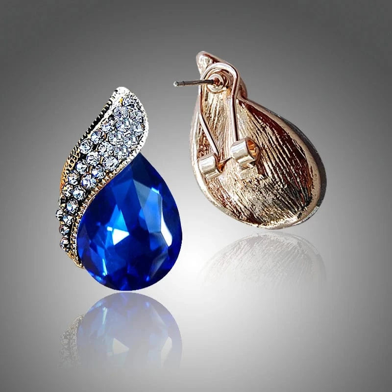 Fashion Women's Teardrop Clip on Earrings Non Piercing Rhinestone Crystal Charm Jewelry Ear Clip Wholesale