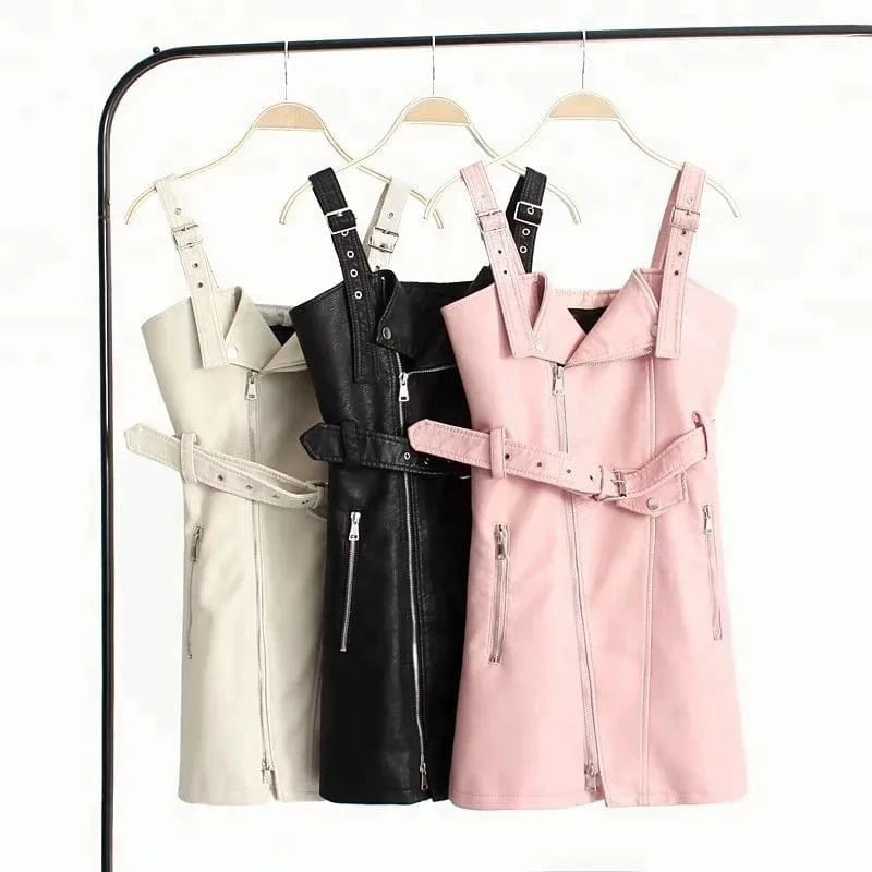 Fashion women sexy hot mini PU leather dress